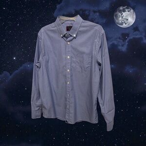 UNTUCKit Slim Fit Dress Shirt Size L Gingham Check Light Blue White Button Up